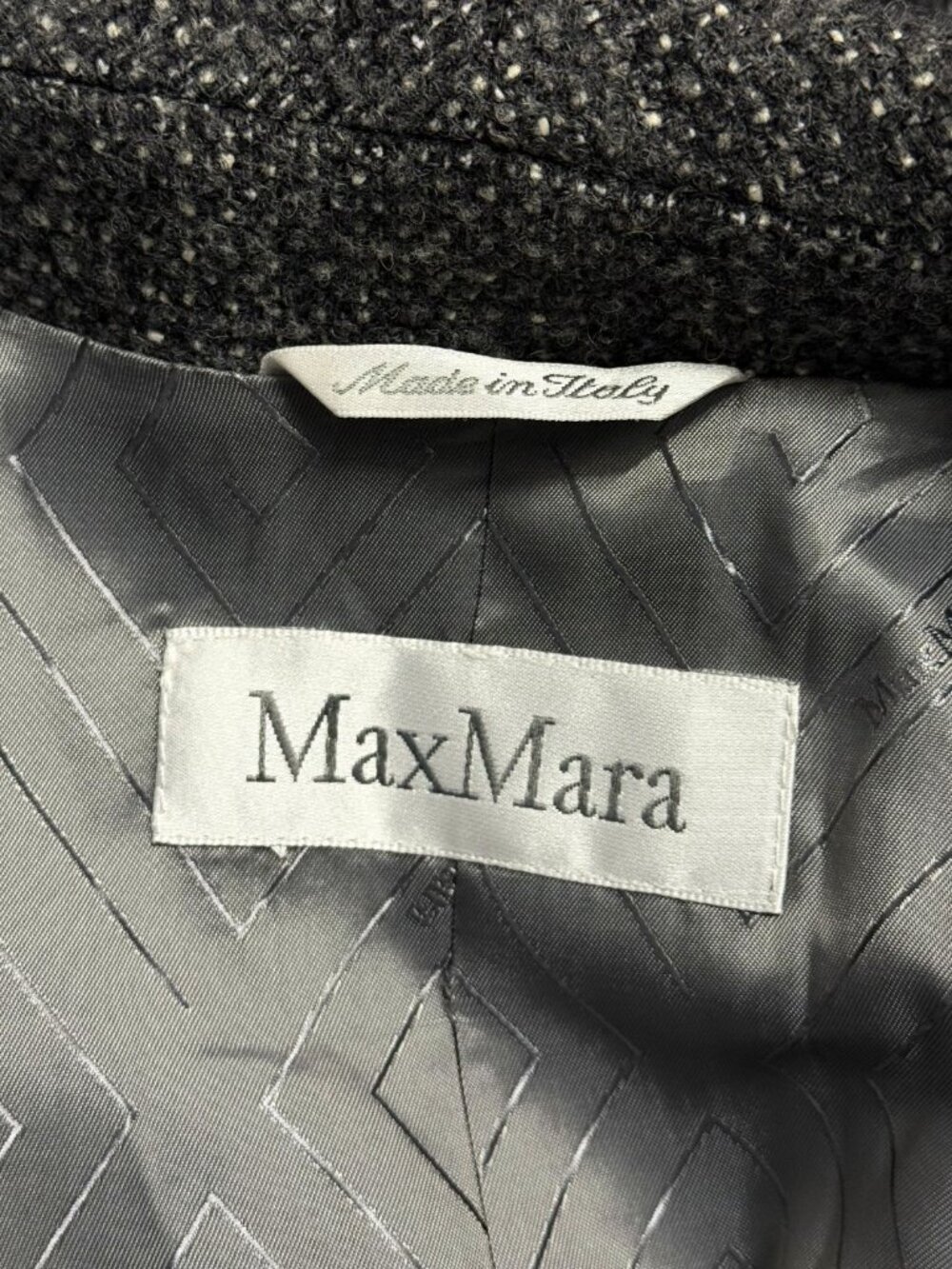 MAX MARA DARK GREY TWEED 1-BUTTON BLAZER JACKET - Picture 5 of 6